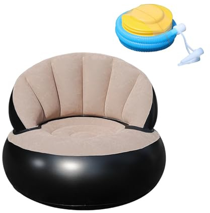 WIBELRYUSN Aufblasbares Sofa mit Fußhocker, Sofa Aufblasbar Max-110 Kg, Aufblasbarer Sessel Einzel, Wasserdichtes Luftsofa Aufblasbares, Sessel, Sofa, Couch für Wohnzimmer (Grau)