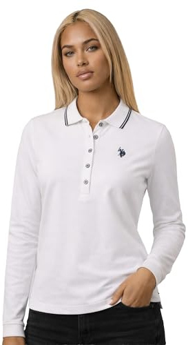 U.S. POLO ASSN. Damen Poloshirt (S-3XL) - Langarm, Baumwollmix, Knopfleiste - P043