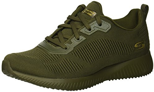 Skechers Bobs Squad Tough Talk, Scarpe da Ginnastica Donna, Olive Engineered Knit, 38 EU