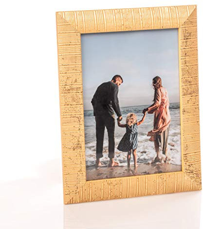 Cadre Photo en Bois pour Photos 15x21 cm - Cadre Rustique Doré en Verre pour De Beaux Souvenirs | Cadre Photo Autoportant pour Affichage Mural & de Table, Format Vertical & Horizontal