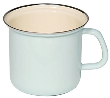 Riess, 0270-006, Topf mit Chromrand 14, CLASSIC - BUNT/PASTELL, Farbe Türkis, Durchmesser 14 cm, Höhe 13.2 cm, Inhalt 1.5 Liter, Emaille, Induktion