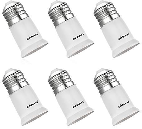 DiCUNO E27 Lampenverlängerung 3cm, Sockel Adapter & Konverter, Renovierfassung, 2A, 60W, 250V, hitzebeständig bis 165°C, E27 Lampenzubehör, 6er Pack