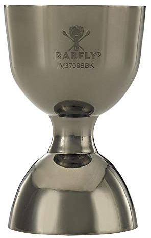 Barfly M37098BK Heavy-Duty Straight Rim Bell Jigger, 18/8 Stainless Steel, Gun Metal Black