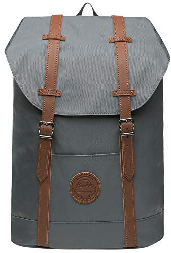 KAUKKO Rucksack Damen Herren Schön und Praktisch Daypack mit Laptopfach für 14 Notebook für Ausflüge, Uni, Schule,18L, Grau