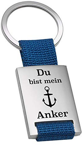 Geschenke 24 | Schlüsselanhänger personalisiert Du bist mein Anker (Blau - VS) | Liebesgeschenk | maritime Geschenkidee | Valentinstagsgeschenk mit Gravur | kleine Aufmerksamkeit