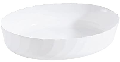 Luminarc - Plat ovale Blanc Smart Cuisine Trianon 250°C - Plat à Four en Verre Innovant - Léger et Extra-Résistant - Nettoyage Facile - Fabrication en France - Dimensions 36x28 cm