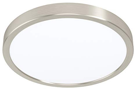 EGLO LED Deckenleuchte Fueva 5, Ø 28,5 cm, 1 flammige Aufbauleuchte aus Stahl und einer Kunststoff Leuchtfläche, Deckenlampe in Nickel-Matt, Weiß, LED Aufbaulampe neutralweiß