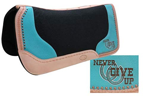 Showman 32 x 31 x 1 Black Felt Saddle Pad with Branded Never Give Up Logo