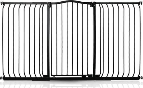 Safetots Extragroßes Treppenschutzgitter mit Gebogenem Oberen Teil, 161cm - 170cm, Mattschwarz, Extra Hoch 100cm in der Höhe, Treppenschutzgitter mit Druckbefestigung, Babygitter für Türen