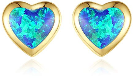 VIKI LYNN Herz Opal Ohrringe mit 925 Sterling Silber und Synthetischer Opal Ohrringe Schmuck Geschenke für Damen