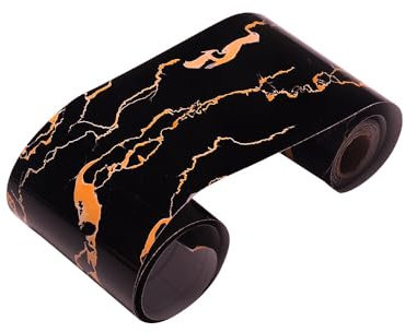 Selbstklebende Tapetenbordüre, selbstklebendes Marmorpapier, abziehen und aufkleben, Sockelleiste, Wand-Taillenlinie, zuschneidbarer Bordüren-Aufkleber für Dekoration, Wohnzimmerboden (schwarz, 5 m x