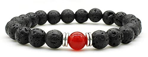 Naturstein Armband 7 Chakra Steinperlen Armband Damen Lavastein Natur Halbedelstein Mit Einem Roten Jaspis Yoga Reiki Armband Für Frauen Energiearmbänder Geburtstagsgeschenk