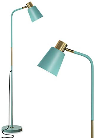 Floor Lamp, Industrial Floor Lamps Corner Lamp Rustic Farmhouse Standing Lamp, Adjustable Metal Heads Indoor Task Lighting Reading Floor Lamps for Living Room, Bedroom, E27 Socket (Green)