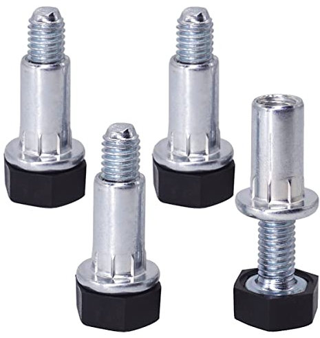 SKIR'CO (Pack of 4 pcs Height Adjustable Metal Furniture Legs, 8 mm Height Small Black Furniture Feet (4, Height 8 mm)