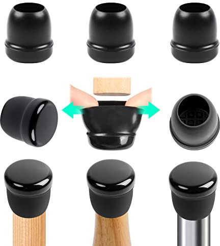 RCHYFEED 24 pcs Embouts pour Pieds de Chaise 21-26 mm avec Fond en Téflon, Protection Pied de Chaise Rond Silicone Couvre-Jambes de Meuble, Patins en Téflon 1 pour Résistants Rayures et Élastique