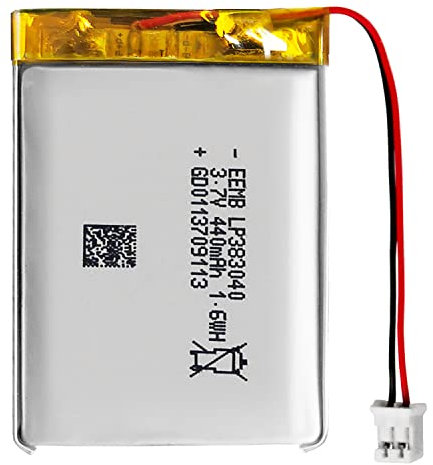 EEMB Batterie Lithium polymère 3,7v 440mAh 383040 Batterie Rechargeable lipo avec connecteur JST - vérifier la polarité de l'équipement et du connecteur Avant l'achat