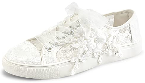 JIAJIA 8836 Hochzeitsschuhe Braut Turnschuhe Wohnungen Braut Tennisschuhe Spitze Turnschuhe - Personalisierte Anpassung Verfügbar - Personalisierte Anpassung Verfügbar