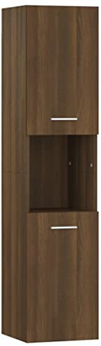 vidaXL Armoire de Bain Organisateur de Maison Armoire de Rangement Meuble de Salle de Bain Intérieur Chêne Marron 30x30x130 cm Bois d'Ingénierie