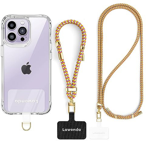 2 Stück Universal Handykette Geeignet für alle Smartphones, Kette zum Umhängen, Einstellbar Schlüsselband, Handyband mit jeder Hülle Kombinierbar mit iPhone/für Samsung/Huawei Farbig