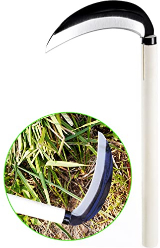 TOYPOPOR Carbon Steel Grass Sickle, 15'' Japanese Gardening Weeding Weeder, Garden Hand Tool, Farming Weed Remover, Scythe Blade Cutter, Manual Mowing Blade Cutter, Thick Blade Gardening Quick Work