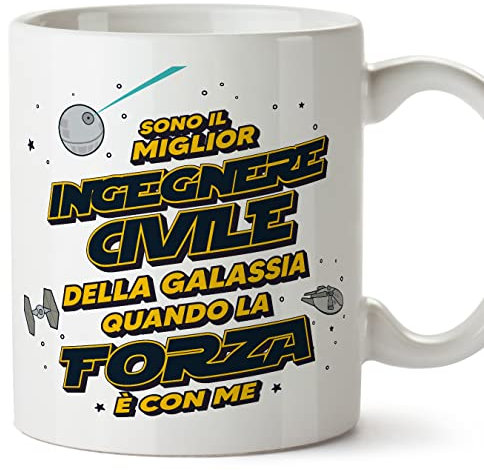 MUGFFINS Tazas para INGENIERO CIVIL hombre - En Italiano - Miglior Della Galassia Quando Forza È con Me - 11 oz / 330 ml - Regalo original y divertido