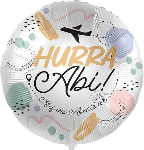 Folienballon Abitur Hurra Abi Geschenk für Abiturienten Ballon -Made in EU- Luftballon zum Abi 2025 Glückwunsch Abitur Deko Abiball Helium geeignet