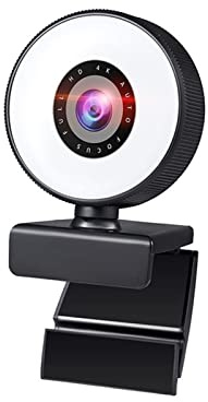 Webcam Webcam 4K Mini Web Kamera für PC Computer Laptop mit Mikrofon Autofokus Licht Video Webcam 1080P 2K Live Web Cam Zubehör für Aufnahme Telefonieren Konferenzen Gaming (1080P (mit Stativ)