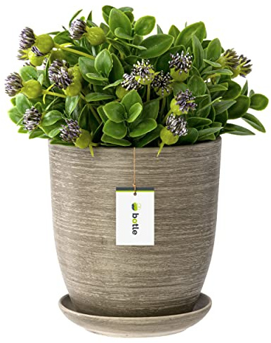 botle Blumentopf Blumenübertopf Beton Blumenschale mit Untersetzer Rund BxH 320 mm x 345 mm Oberfläche Matt Keramik Modern Glamour