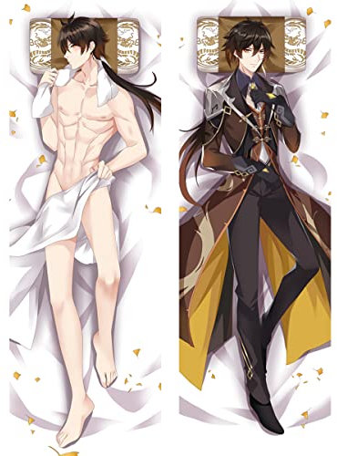 ELEDVB Für Genshin Impact Zhongli Body Kissenbezug Kissenhülle,Anime Pillowcase Doppelseitige Umarmungskissen Bezug,Anime Doppelseitige Muster Kissenbezug Körper,Peachskin-50cm*150cm
