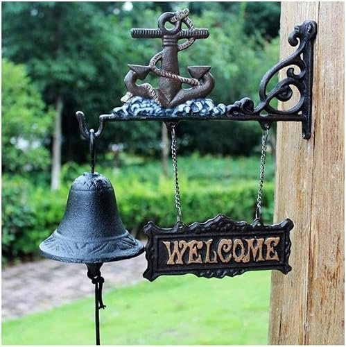 ASIORI Hand Bell,Call Bell,Door Bell,Cast Iron Door Bell Cast Iron Bell - Welcome Entry Door Bell,Antique Doorbell Decoration,Front Door,Interior,Exterior Decor