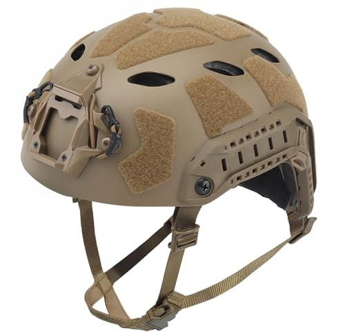 AOUTACC Casco táctico ligero rápido, casco militar integrado con base de montaje NVG, rieles laterales mejorados, correa de auriculares preranurada y otros accesorios de casco para deportes militares,