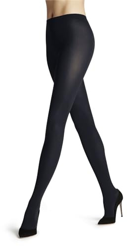 FALKE Cotton Touch W Ti algodón lisas 1 pieza, Pantimedias Mujer, Azul Dark Navy 6370, L