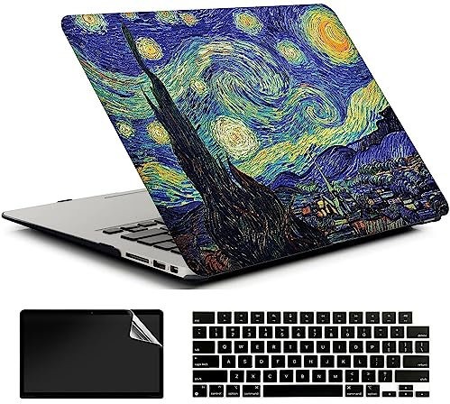 AMCJJ Custodia Rigida Compatibile con MacBook Air 13 Pollici 2022 2021 2020 Release M1 A2337/A2179,Plastica Case Cover & EU Tastiera Cover & Screen Protecto,Notte Stellata 1
