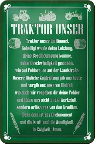 Blechschild 18 x 12 cm Traktor unser im Himmel - DekoNo7