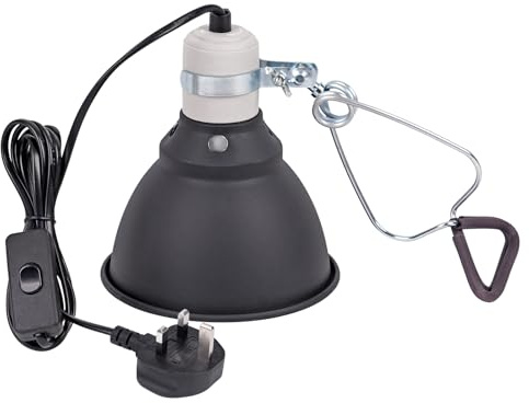 MOGOULUA Reptile Heat Lamp Holder with Adjustable Clip 5.5 Inch Lampshade E27 Lamp Holder Terrariums Heat Lamp Adapter Reptile Tank Deep Dome Heat Lamps Guard for Bearded Dragon Tortoise Lizard