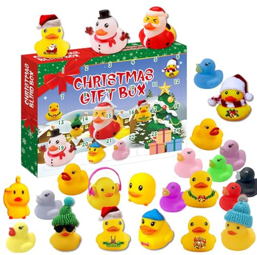 EBbels Adventskalender 2023, Gummienten Advent Calendar, Weihnachts-Adventskalender 24 Tage Countdown-Kalender Geschenkbox, Stressabbau Spielzeug Bildung Spielzeug Geschenk Für Kinder