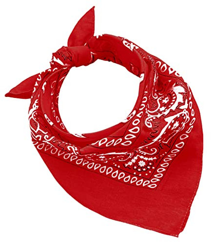 BANDANA 100% cotone SET da 3/5/10 per Donna Uomo Bambini Unisex Tinta Unica e/o con Motivo Paisley COD. A644 (Set 1 pz, Paisley, Rosso)