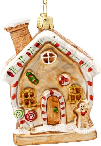 SIKORA BS620 Lebkuchenhaus Christbaumschmuck Glas Ornament Weihnachtsbaum Anhänger