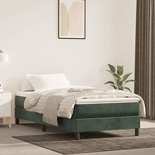 prissent Boxspringbett 100x200 cm Samt Bettrahmen Bett Boxspring Mit Lattenrost Betten Bettgestell Bed Frames Betten Boxspring Hohes Bett GäStebett Vintage Bett Dunkelgrün