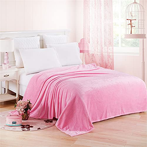 Highdi Flanelle Couverture Polaire Plaid, Jeté de Canapé Douillette Confortable Couverture de Lit 2 Personnes Couverture d'hiver Chaude et Douce pour Chambre (Rose,120 * 200cm)