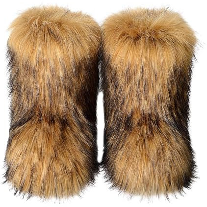 Bexdug Botte en Fausse Fourrure pour Femmes, Chaussures Plates d'Extérieur, Bottes Élégantes avec Semelle en Caoutchouc Antidérapante, Cadeau