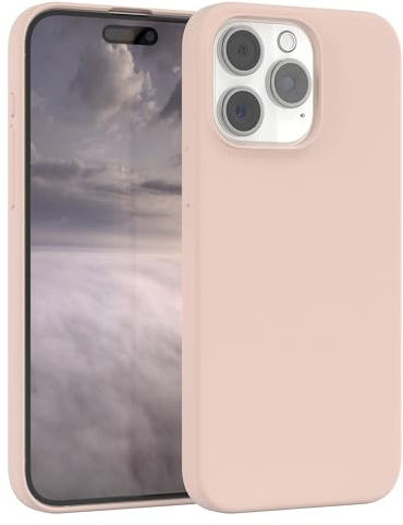 EAZY CASE Premium Silikon Handyhülle kompatibel mit iPhone 15 Pro Max Slimcover mit Kameraschutz und Innenfutter, Silikonhülle, Schutzhülle, Bumper, Handy Case, Hülle, Softcase, Nude Rosa