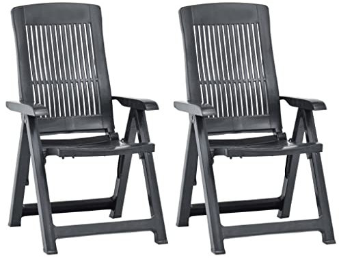 Youuihom Liegestuhl Gartenstuhl Terrassenstuhl Strandstuhl Verstellbare Gartenstühle 2 STK. Kunststoff Anthrazit Geeignet für Bistro, Strand, Terrasse, Garten