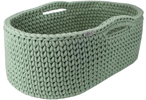 Babykorb für Neugeborene Moseskorb gehäkelt Handarbeit mobiles Babybett Beistellbett ab 199,00€