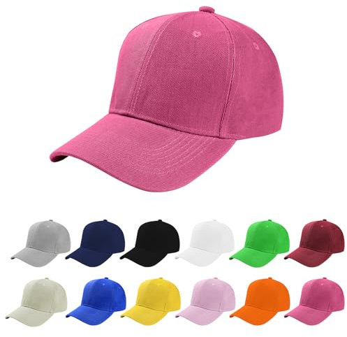 Aomig Basecap Unisex, Freizeit Baseball Cap Herren und Damen, Einstellbare Kappe mit Schirm, Sonnenschutz Baseballkappe für Outdoor Running Tennis Golf Reisen(Rose Rot)