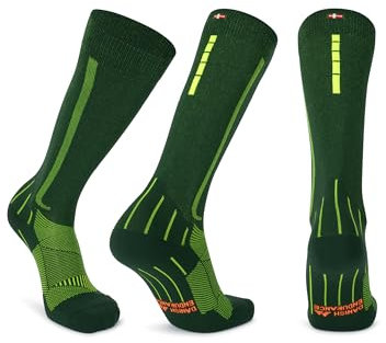 DANISH ENDURANCE Kompressionsstrümpfe, Sport Kompressionssocken, 21-26 mmHg, Unisex, für Herren & Damen, Grün/Gelb, 39-42