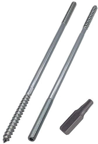SKIR'CO (5 pcs) Hanger Bolts M8 x 240 mm, Double Ended Thread Dowel Screws, Double Headed Bolts