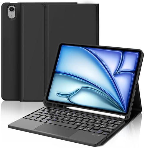 JADEMALL Tastiera con Trackpad per iPad Air 11 M2/M3 2024/2025, Italiano QWERTY Tastiera Bluetooth Staccabile con Touchpad per iPad Air 11 Pollici, Nero