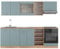 Vicco Küchenzeile R-Line, Blau-Grau/Goldkraft Eiche, 240 cm, AP Anthrazit