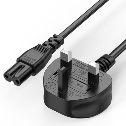 Power Cable Compatible with LG TV 1M Black, Ancable 2 Pin Figure 8 Power Lead Compatible with LG, Sumsang TV, PS4, PS5,Xbox etc.